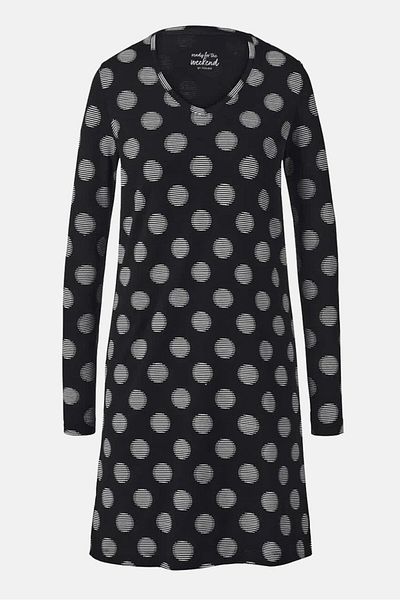 Tchibo Women Polka Dot Long Sleeve Night Dress, Black