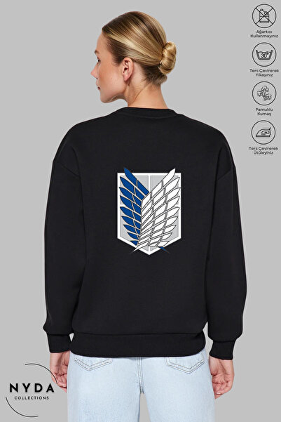 Nyda Collections Unisex dukserica bez kapuljače sa dugim rukavima i printom "...