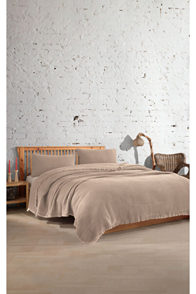 destinyhometex %100 Pamuk Waffle Çift Kişilik Yatak Örtüsü 220x240cm/2 Adet Y...