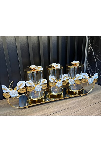 ZEKİ HEDİYELİK 3’lü Gold Baharat Takımı – Kapaklı Cam Baharat Kavanozları