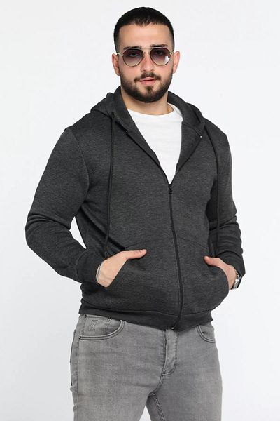 MİSHAR İTALİA Φούτερ με φερμουάρ K.anthracite με 3 νήματα
