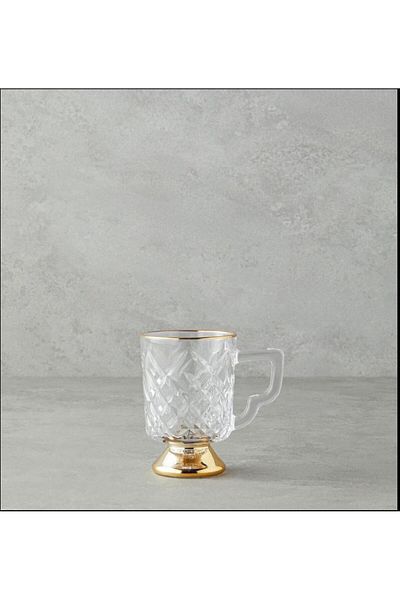 English Home Trophy Diamond Glass - 325 ml Gold 2-Pack Mug