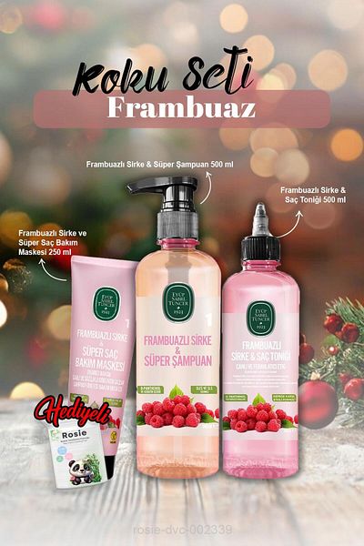 Eyüp Sabri Tuncer Tonic 500 Ml, Hair Mask 250 Ml, Shampoo 500 ml Raspberry and Rosie Gift