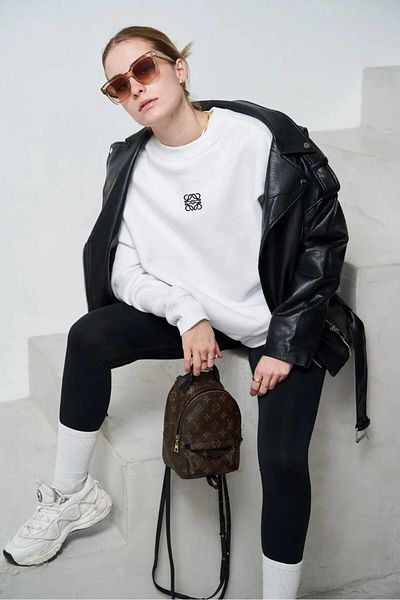 The Champ Clothing Λευκό Unisex φούτερ με ψηλή στάμπα Crew Neck Oversize