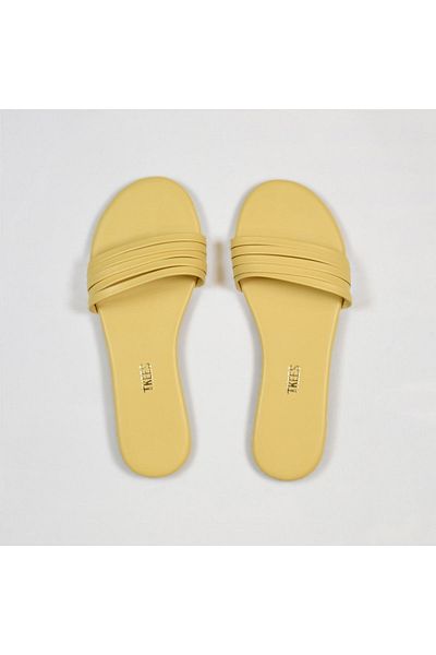 Tkees Women's Yellow Flat Strap Daily Stylish Slippers