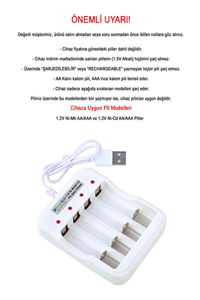 Greentech Pil Şarj Cihazı (DÖRT YUVALI) - 1.2v Ni-mh / Ni-cd Aa / Aaa / Gt-bc04