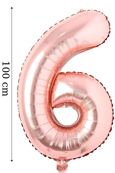 Onay Store Foil Balloon 6 Number Helium Balloon 100 Cm Rose Color - 6 Years O...