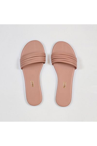 Tkees Women's Powder Pink Flat Strap Daily Stylish Slippers
