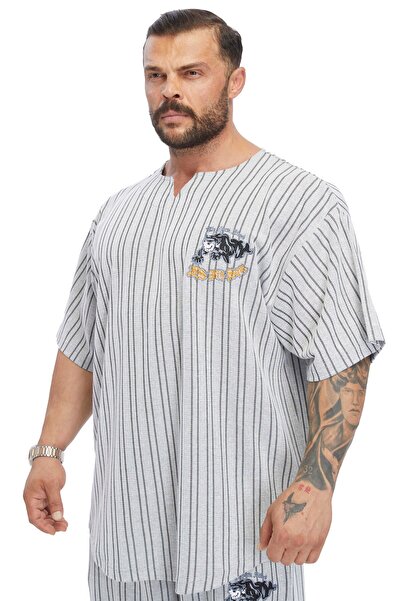 Big Sam Big Sam - 3366 Model Oversize Embroidered Rag Top T-Shirt