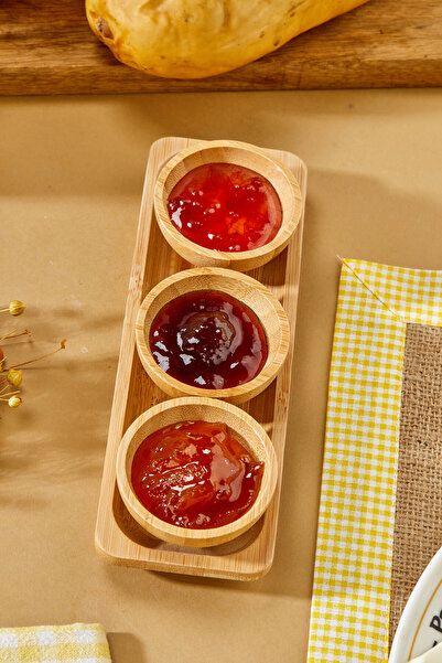 EMBazaar 4 Pieces Bamboo Sauce Bowl Jam Honey Mayonnaise Ketchup Breakfast Set