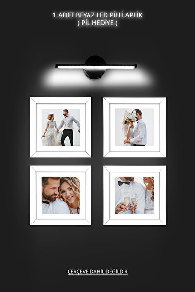 bymat Led Işık - Çerçeve Aplik - Pilli Aplik - Dekoratif Işık - Yapışkanlı Iş...