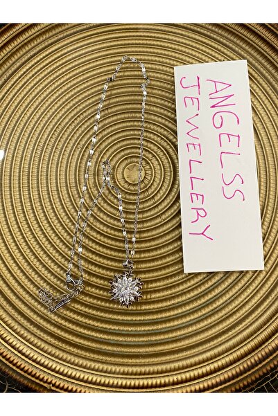ANGELSS JEWELLERY Zirkon Taşlı Dönen Kar Tanesi Gümüş Kolye (Zirkon Taşlı Dönen Stres Kar Tanesi Gümüş Kolye)