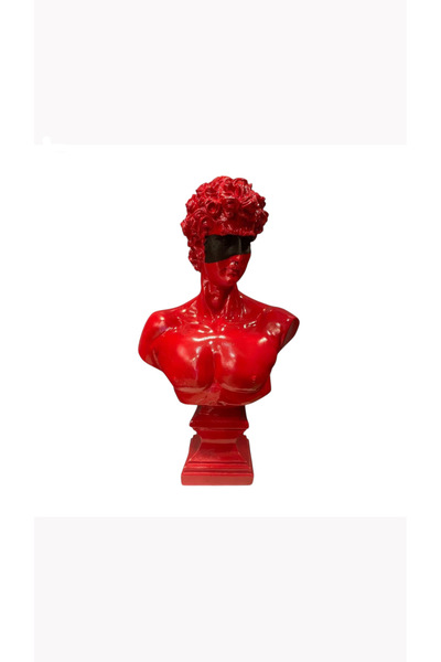 SNM HOME DECORATİON- David/ Davud Polyester Kırmızı Pop-Art  Büst