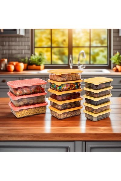 Herevin 13 Piece RectanGular Food Food Supply Set - Mixed Color (suitable for Microwave and Freezer)