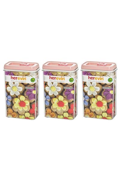 Herevin Triple 2.3 Lt Plastic Storage Container Soft Pink