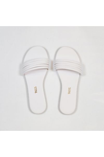 Tkees Women's White Flat Strap Daily Stylish Slippers