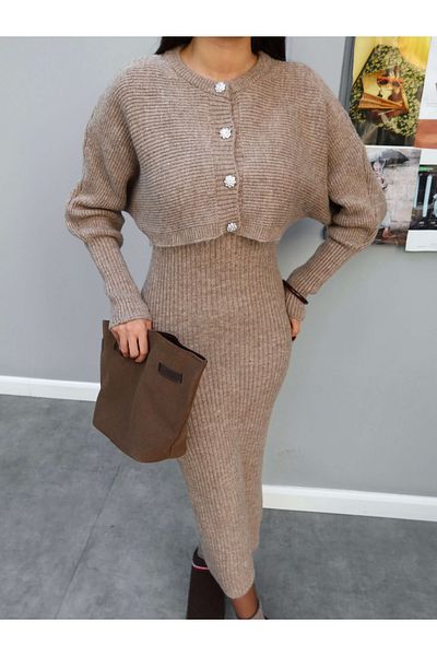ESRAHELVACI Kötöttáru Crop Cardigan ruha szett