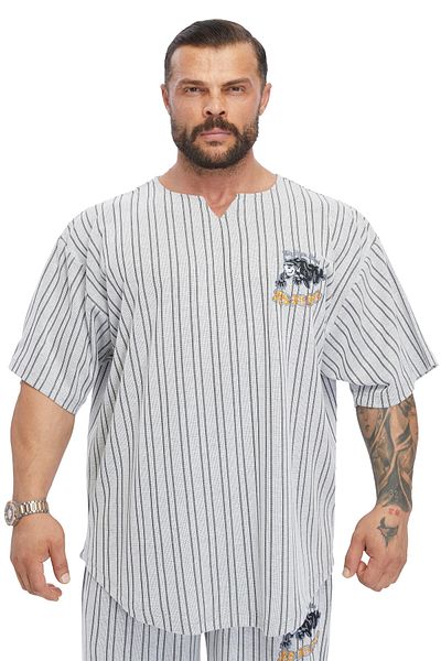 Big Sam Big Sam - 3366 Model Oversize Embroidered Rag Top T-Shirt