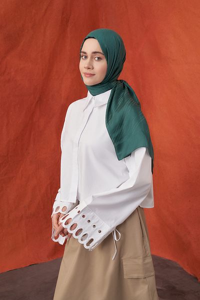 ARMANDA ŞAL ITALIAN JACQUARD CU MODEL DE DUCĂ - VERDE PETROL