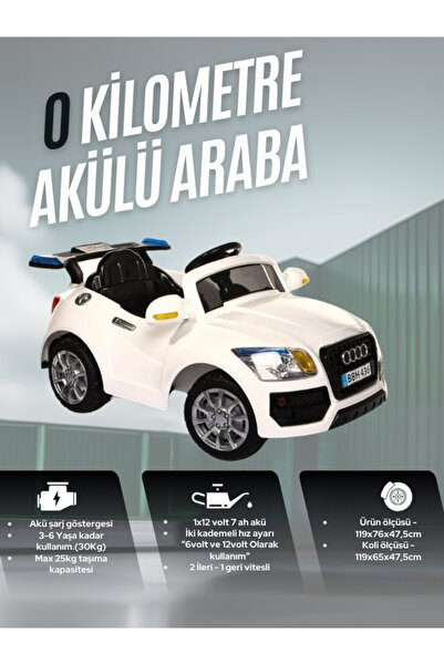 modabebekler İSME ÖZEL PLAKA Audi Uzaktan Kumandalı 12v Akülü Araba E-drive