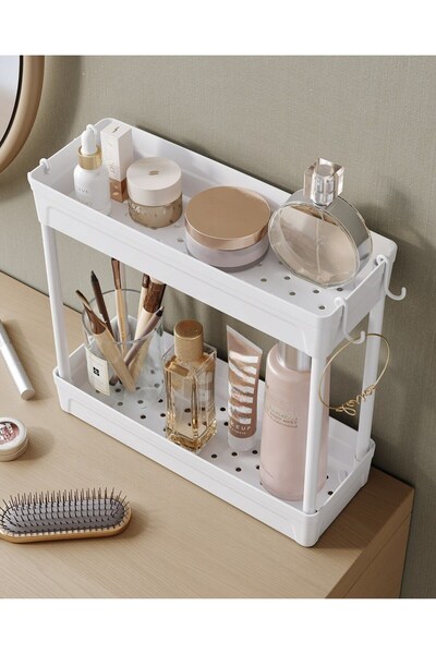 Sas Haus Multi-Purpose 2-Tier under Sink Organizer with Hanger Bathroom Closet Organizer Rack Stand