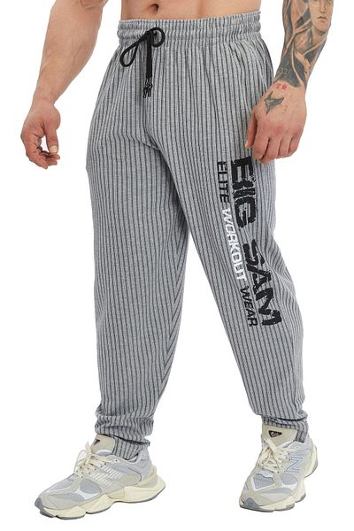 Big Sam Men's Big Sam Wide Cut Striped Body Pants Sweatpants Gray