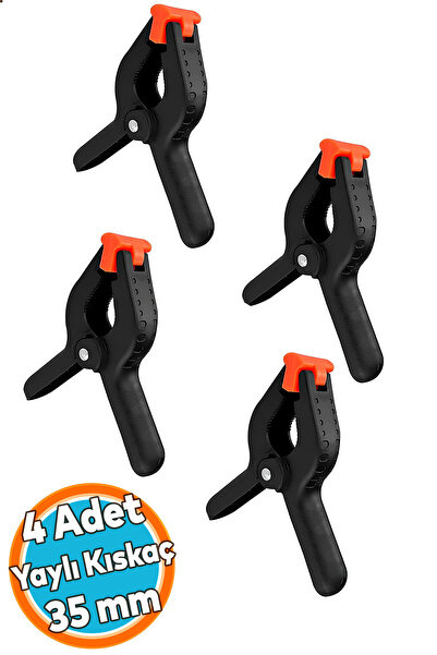 NZB 4 ADET Yaylı Kıskaç Mandal El Tip İşkence Mengene Siyah Klips Hobi 35 mm