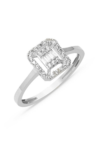 Bilezikci Baget Taşlı Beyaz Altın Yüzük