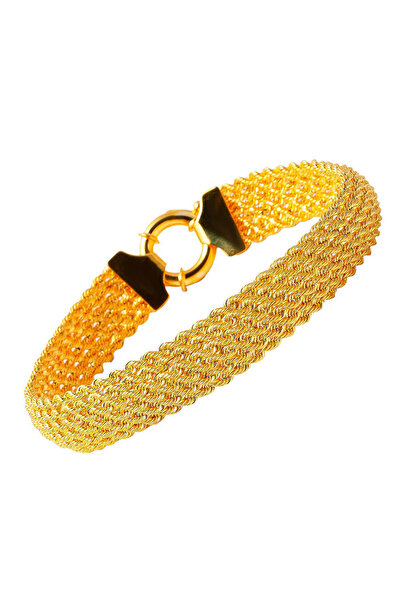 Bilezikci 6 Sıra Halat Örgü Altın Bileklik