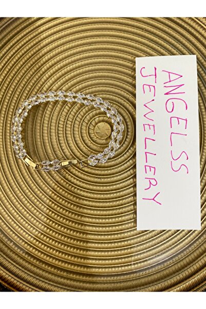 ANGELSS JEWELLERY Baget Taşlı Çift Su Yolu Gold Bileklik (VIP Baget Taşlı Çif...