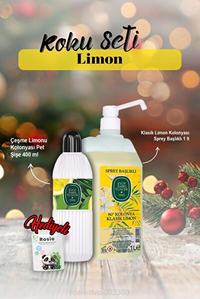 Eyüp Sabri Tuncer Kolonya 1 lt ve Pet Şişe 400 ml Çeşme Limonu ve Rosie Hediye