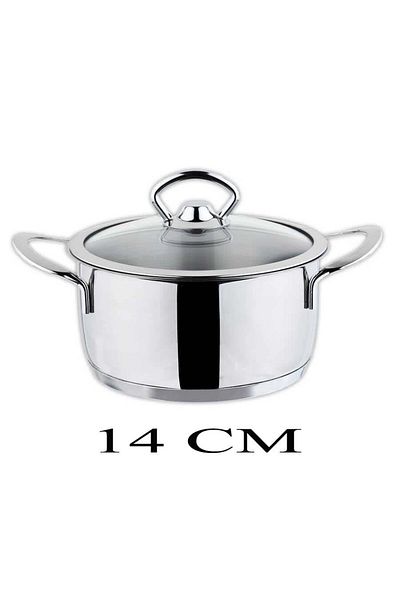 OMS Mini Steel Pot Set with Glass Lid 12 and 14 cm