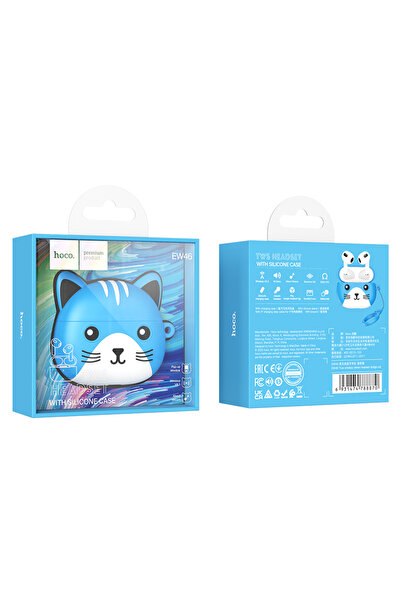 Hoco Ew46 Pro Ios Android Uyumlu Tws Bluetooth 5.3 Kablosuz Kulaklık Silikon Kedi Desenli Kılıf Ile