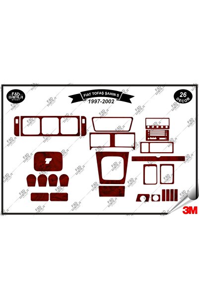 FD Damla Etiket Fiat Tofaş Şahin S 1997-2002 Torpido Konsol Trim Göğüs Maun K...