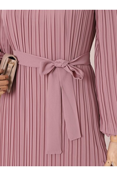 Modamorfo Front Robe, Sleeves and Pleated Dress - Powder
