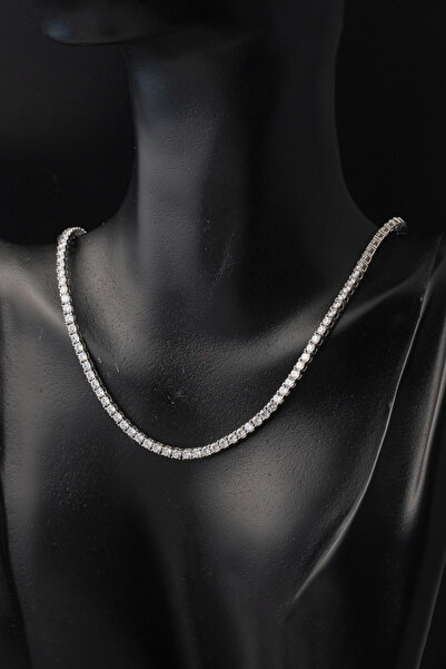 Bilezikci 14 Ayar Beyaz Altın Suyolu Gerdanlık Kolye