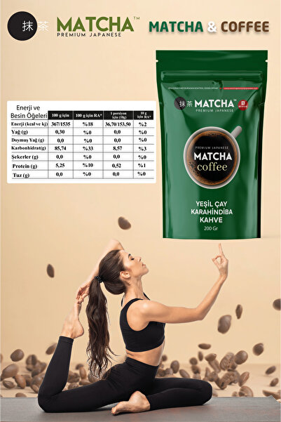 Bilge İlaç Matcha Premium Japanese KAHVE YEŞİL ÇAY VE KARAHİNDİBA İÇEREN KAHVE