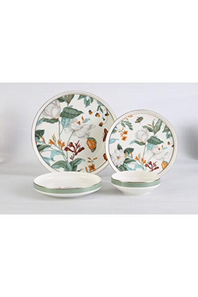 OMS 11160 - Fluorite - 24 Parça, Çiçekli, Modern, Çağdaş Tasarımlı 1. Sınıf P...