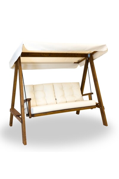 Aida Swings Pera 2000 – 3 Kişilik Bahçe Balkon Salıncağı – Krem