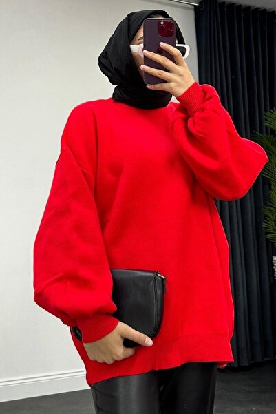 Get Crazy Red Knitwear Sweater - Half Throat