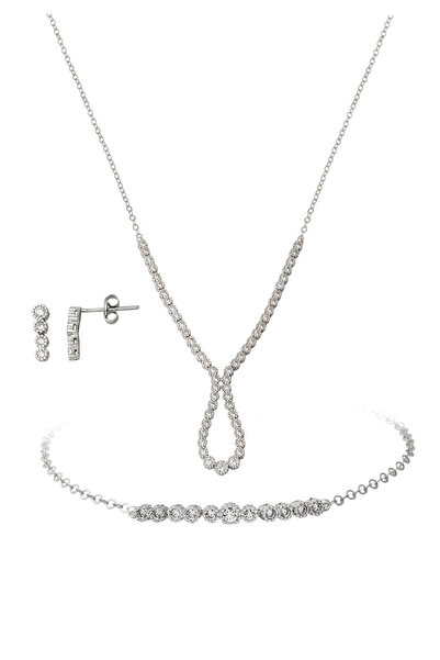 Bilezikci Damla Su Yolu Beyaz Altın Nişan Set Takımı