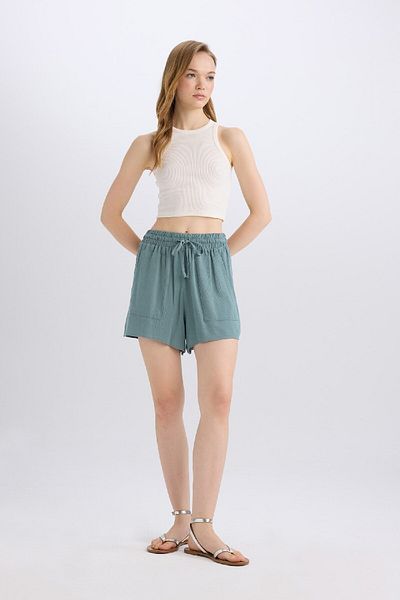 DeFacto Viskose-Crinkle-Shorts – Regular Fit, gerades Bein A3532AX24HS