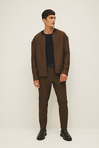 DeFacto College Collar Relax Fit Bomber Jacket - Lined and Zippered, Seasonal, Lightweight Jacket B2272Ax23Au