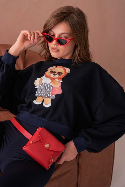 ZISHAN Crew Neck Teddy Bear Crop Sweatshirt - 3 Thread Rasterless 222
