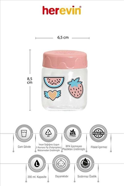 Herevin Altılı Desenli Bebek Mama Kavanozu 200 Ml
