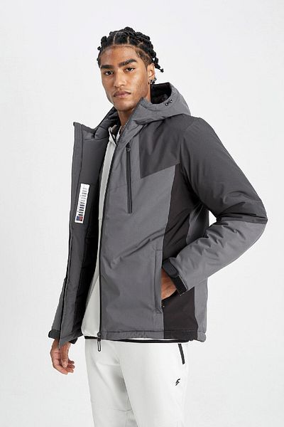 DeFacto Windproof Hooded Coat with Fit Thermometer - Slim Fit, Zip-Up 3112730