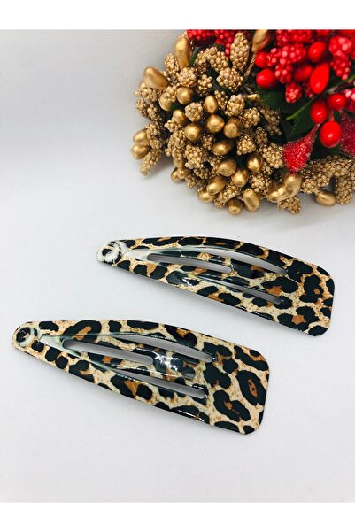 İnDerin Κλιπ μαλλιών με μοτίβο λεοπάρ - Πακέτο 2 τεμαχίων