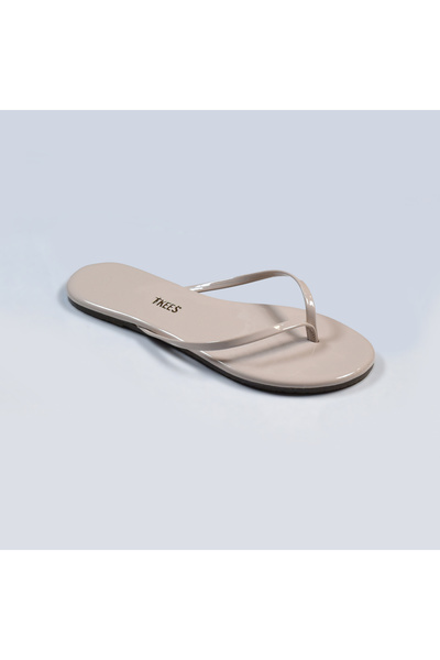 Tkees Flip-flops de zi cu zi, clasici, din piele lacuita, bej