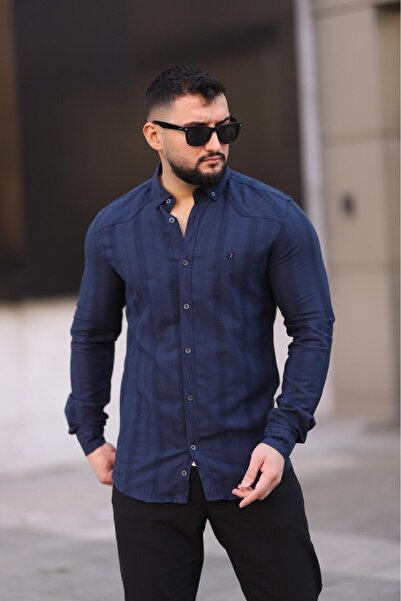 Klothy Men's Summer Dobby Patterned Cotton Shirt