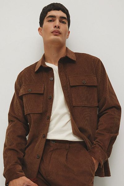 DeFacto Cord-Langarmshirtjacke mit normaler Passform und Polokragen A7978ax23au